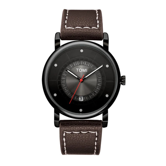 TOMI T-033 Men's Wrist Watch Date Quartz Black-Brown