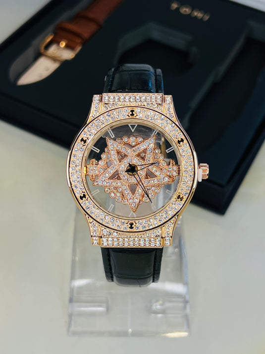 TOMI Iced Out Spinner Face Gear Rose Gold