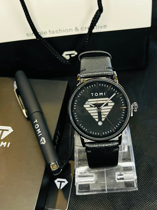 Tomi T-042 All Black with Pen Gift Set
