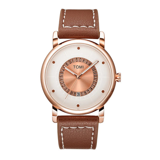 TOMI T-033 Men's Wrist Watch Date Quartz Golden-Brown