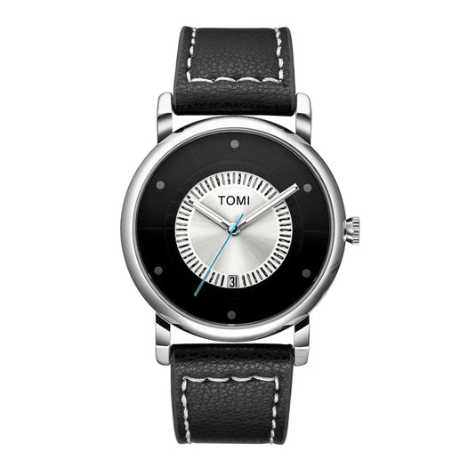 TOMI T-033 Men's Wrist Watch Date Quartz Silver-Black